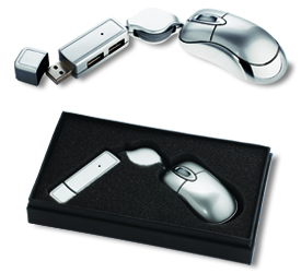 Mini USB Optical Mouse with USB Hub